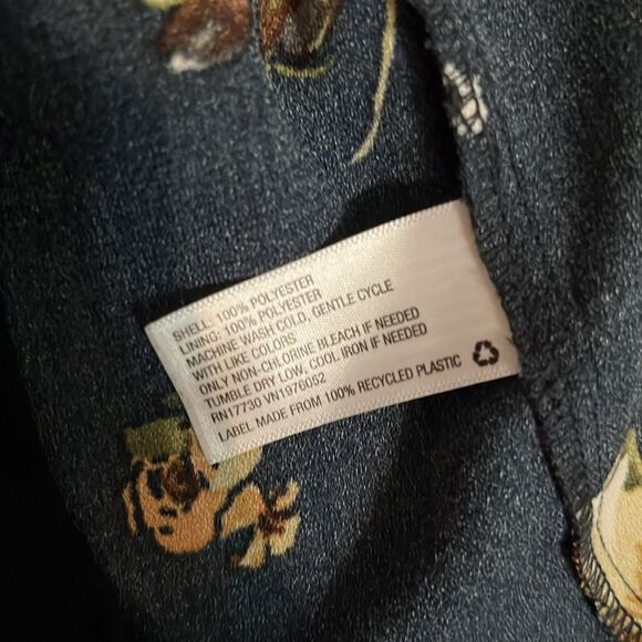 Fall Floral Cinched Elastic Waist Long Sleeved Dress - Picture 7 of 7